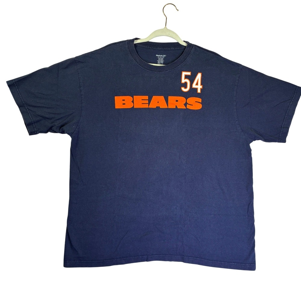Reebok Chicago Bears Brian Urlacher 54 Navy Blue T-Shirt Mens XL NFL Football